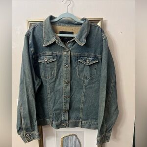 Ashley Stewart Distressed Denim Jacket in Faded Blue 24W